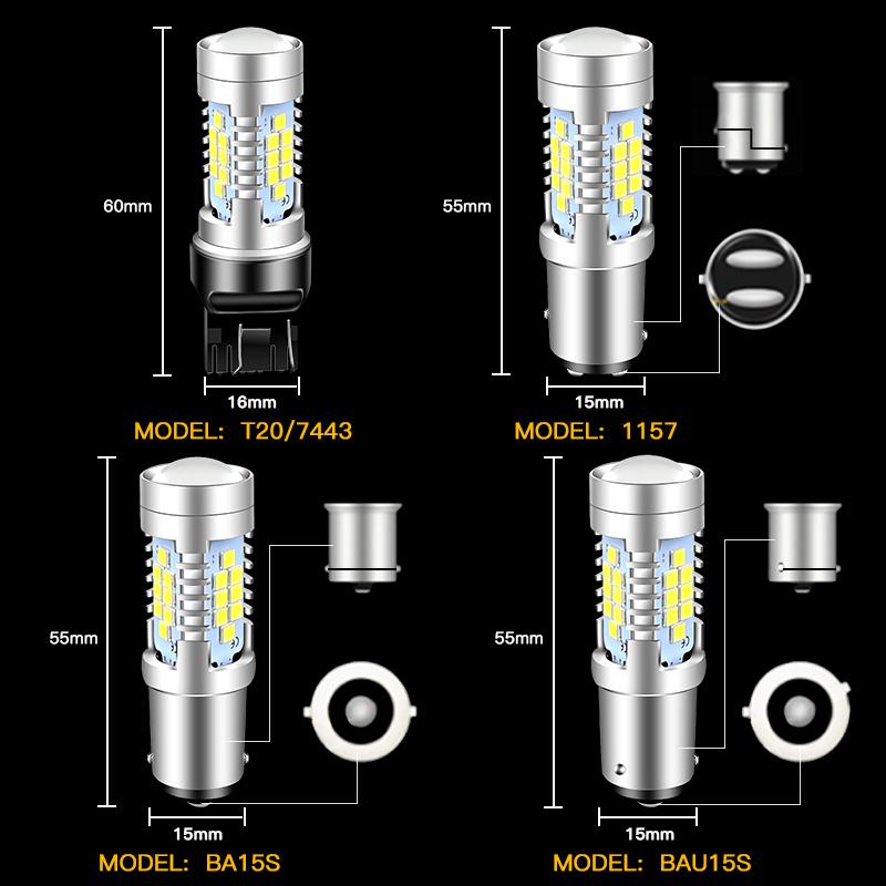 2pcs 30-SMD T20 7440 W21W W21/5W 7443 1156 Ba15s P21W Bau15s PY21W 1157 LED Signal Brake Stop Reverse Light Bulb Amber White