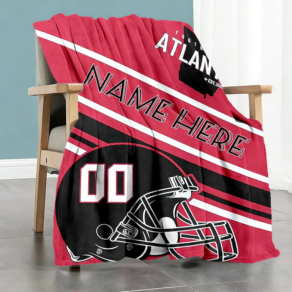 Atlanta Football Fans Personalized Text Blanket Multi-purpose Personalized Blanket Soft & Cozy Throw For Bedding Living Room Office Chair Bed