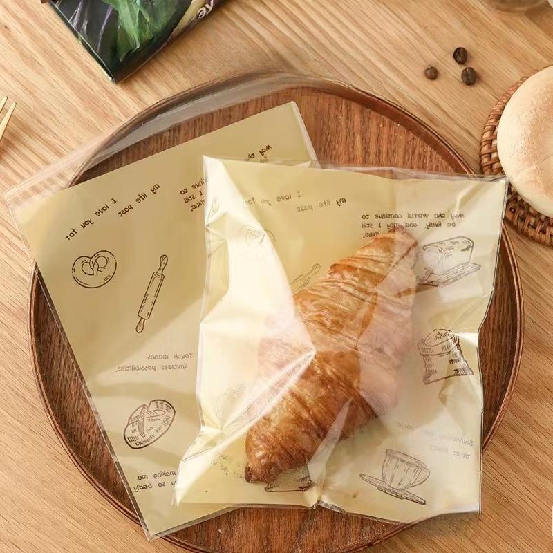 50 Stück Selbstklebende Versiegelungs-Brotbeutel Back-Lebensmittelverpackungsbeutel für Croissants, Kekse, Plätzchen, Sandwiches, Gebäck, Küche