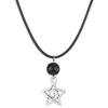 Stylish Black Cord Necklace Five-Pointed Star Pendant Neckchains Adjustable Collarbone Chain Ornament for Daily Wear