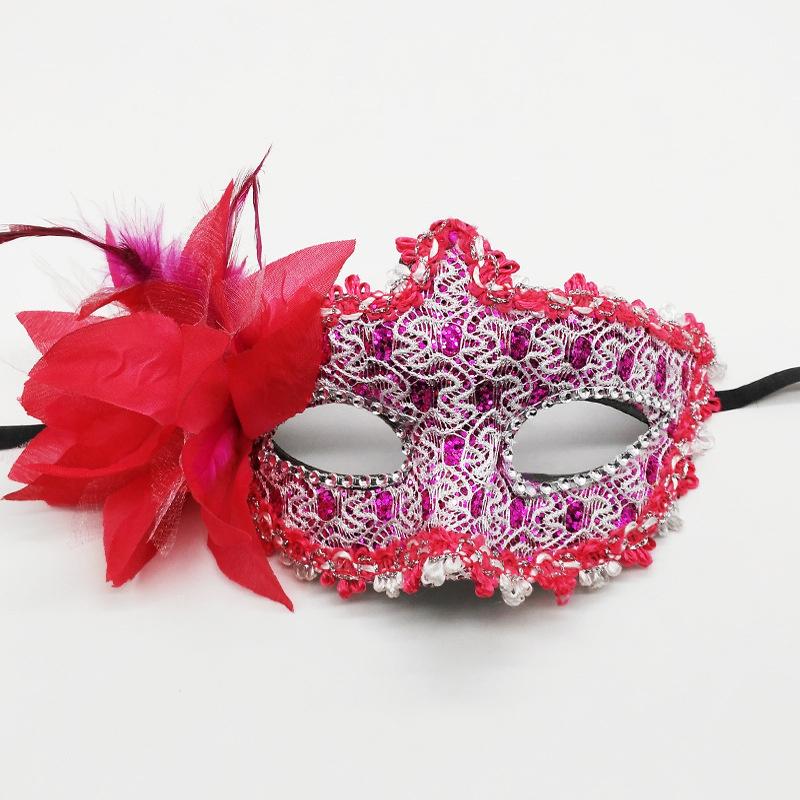 Venezianische Maske, Halloween-Augenmaske, seitliche Blume, Rose, Spitze, sexy Maske, Maskerade, Party-Dekoration, Tanz, Karneval, Kostüm, Spiel-Requisiten