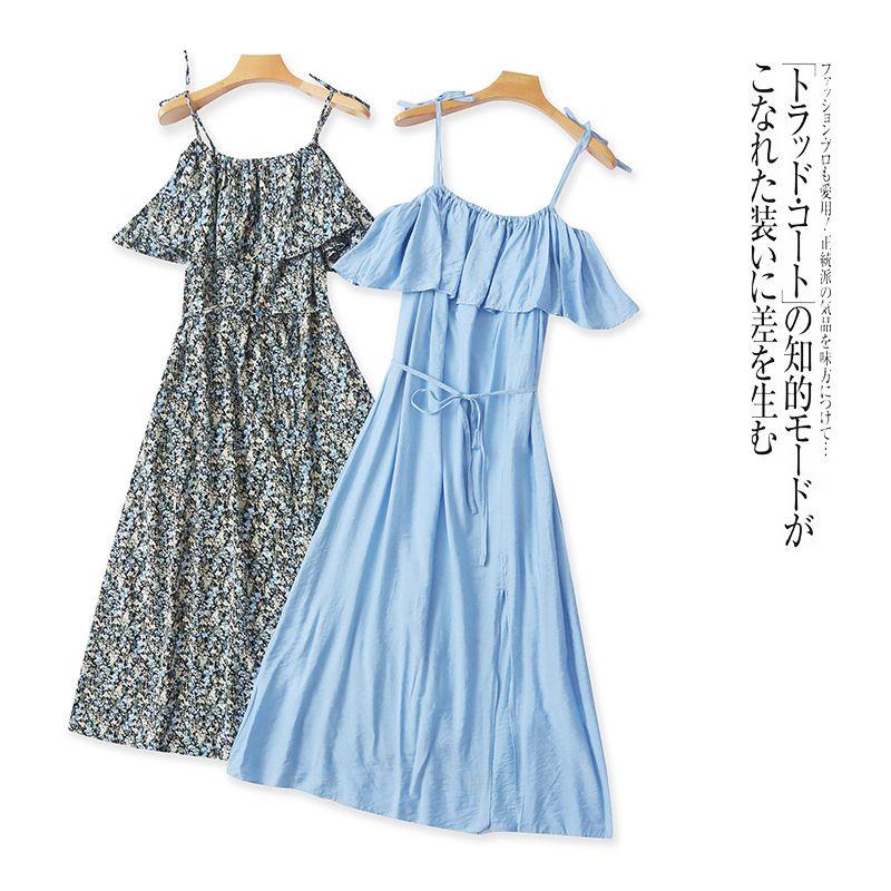 Foreign Trade European and American Single One piece Dress Women Summer New off-Shoulder Sweet French style Temperament off-Shoulder Sling Long dress