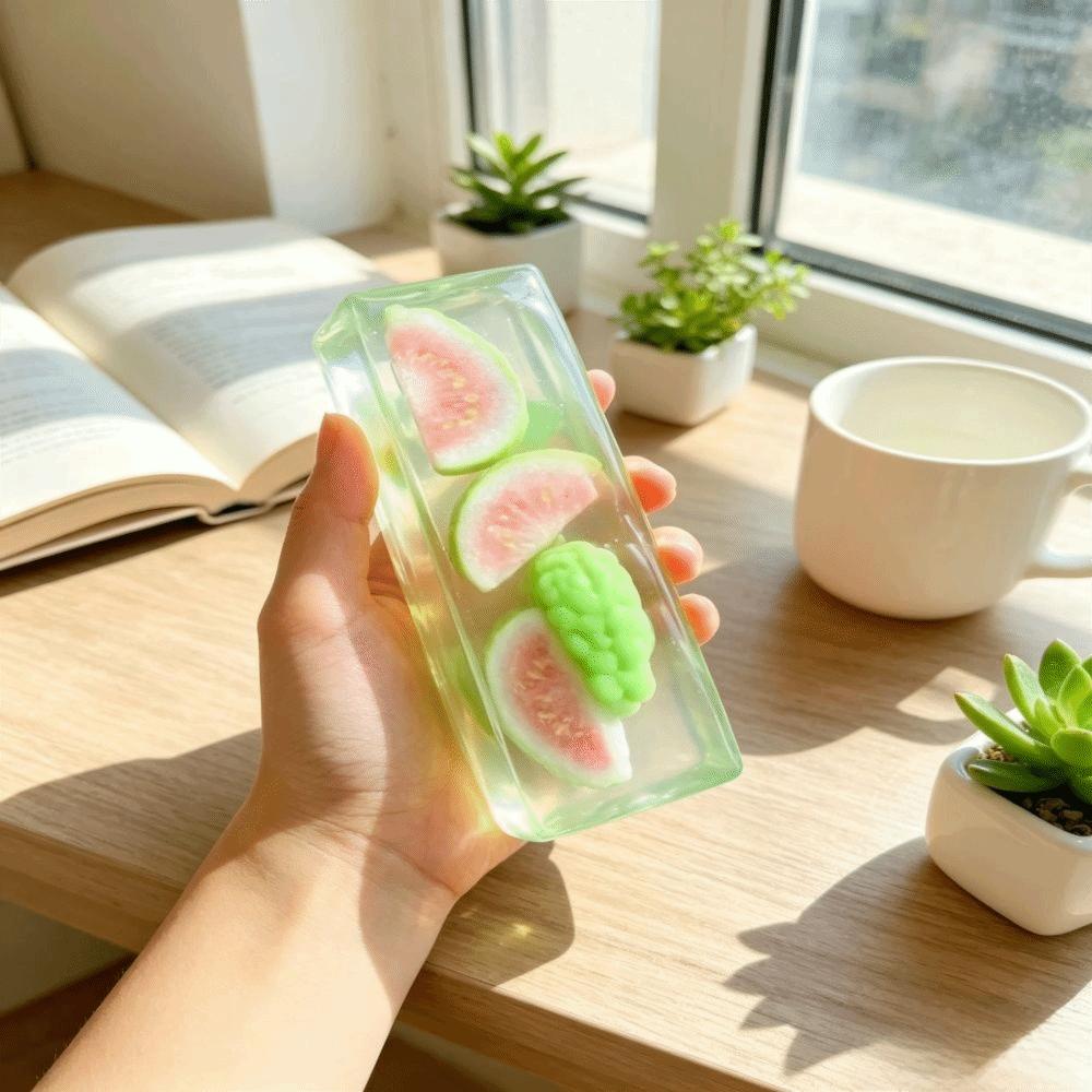 Transparent Fruit Squishy Toy Slow Rebound Fruit Jelly Stick Fruit Ice Cube Squishy Toy Party
