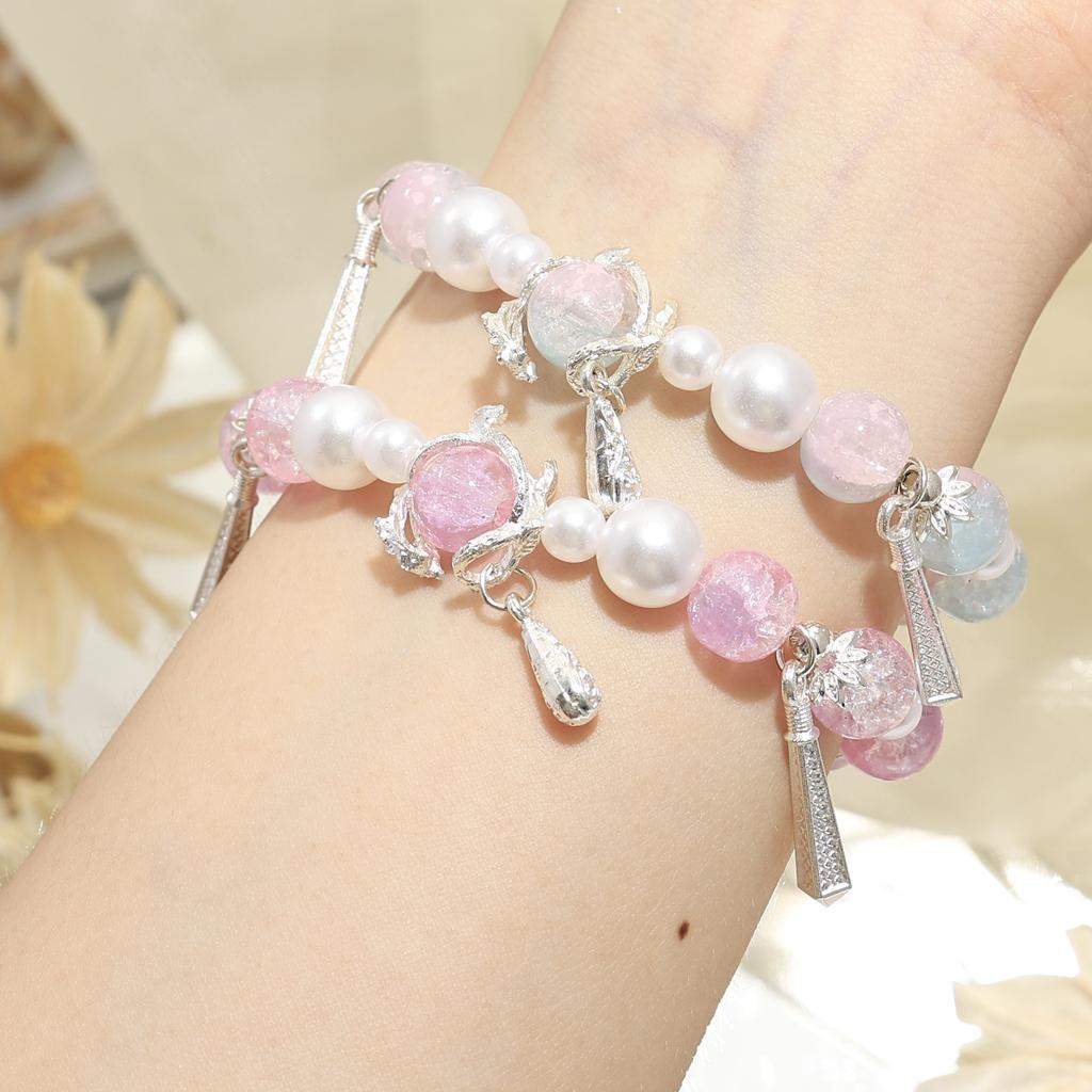 Original Design Pearl Mermaid Tears Super Immortal Starry Sky Beaded Bracelet Female Niche Sweet Mori Girlfriend Versatile Bracelet