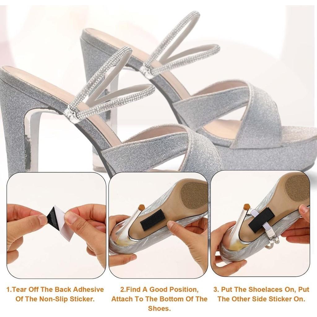 1 Paio Scarpe con Tacco Alto Strass Fascia Anti-allentamento Lacci Diamante Donna Cinghie Tallone Anti-caduta Cintura Elastica Fissaggio Strass Cinghie Fisse