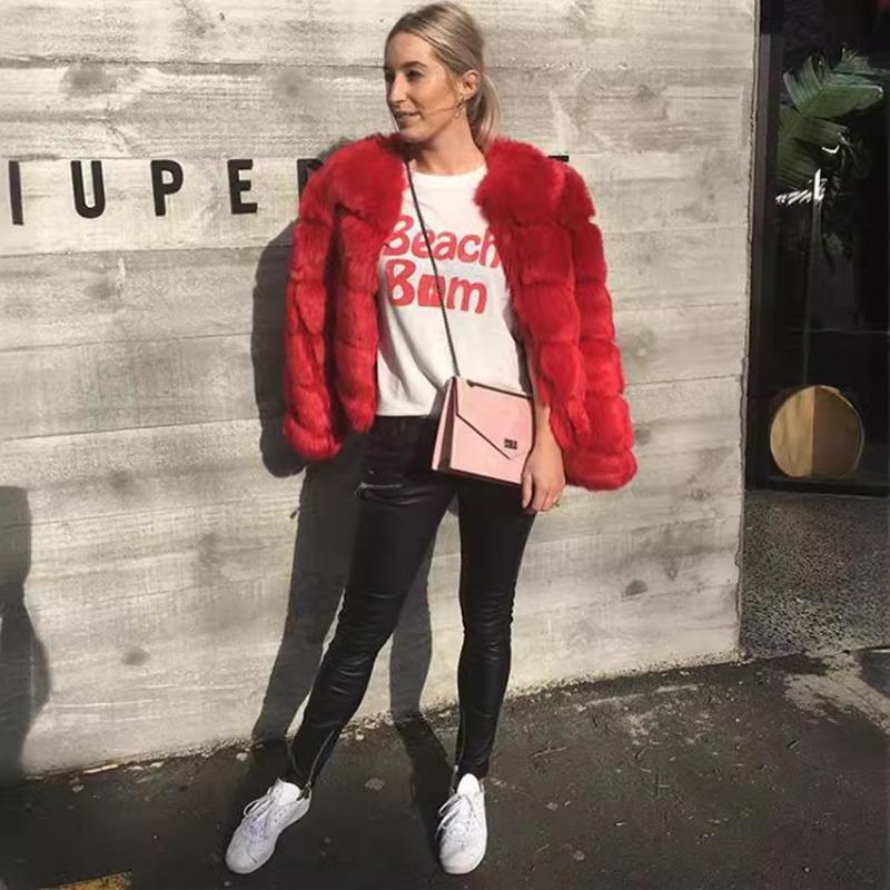 

Fashion short round collarless imitation fur women s long-sleeved jacket mink hair versatile casual versatile S