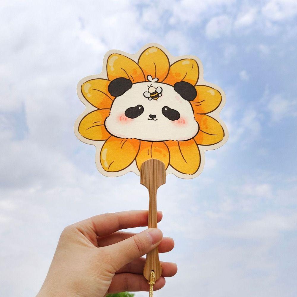 3Pcs Creative Panda Hand Fan Handmade Summer Cooling Fan Cartoon Paper Hand Fan  Children's Gifts