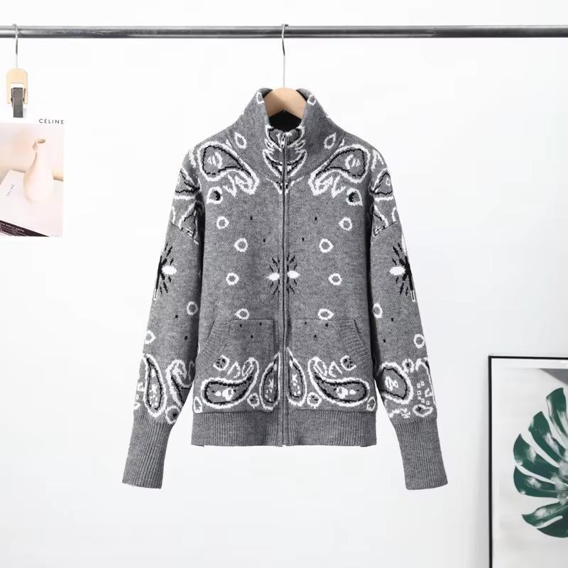 Lässiger Cardigan Damen Locker Stehkragen Reißverschlusstaschen All-Match Pullover Frühling Dicke Warme Strickware