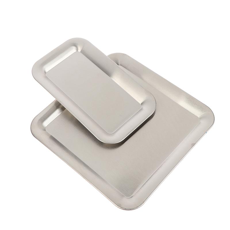 Luxury Square Rectangular Stainless Steel Serving Tray Cafe Cake Dessert Plate Storage Trays Home Kitchen Storage Table Dish