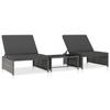 Day and Night - Day and Night Reclining Garden Chairs with Table 2 Pcs Gray PE Rattan