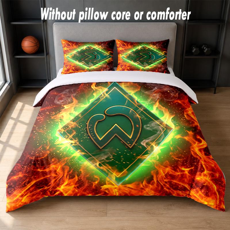 Werder Bremen Football Design Bed Bedding Set 1 Duvet Cover + 2 Pillowcases Soft Breathable Household Bed Linens