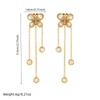 Gold Plated Stainless Steel Butterfly Earrings with Tassel & Clear CZ Drops for Women
