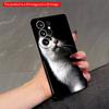 2DFlat Samsung Phone Case White Cat Portrait On Black Background Applicable To Galaxy S23 S24 S25ULTRA S26 A12 A14 A15 A16 A54 A55