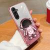 For Samsung Galaxy S25 FE / S26 FE Case Fashionable Frosted Silicone Soft Dustproof Bracket Adsorb + Electroplated Astronaut Bracket
