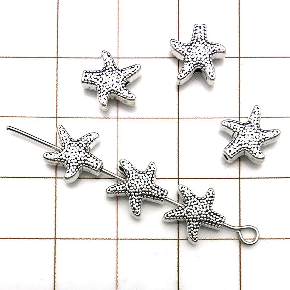 30-Piece Antique Silver Ocean-themed Spacer Beads & Charms Set for DIY Jewelry