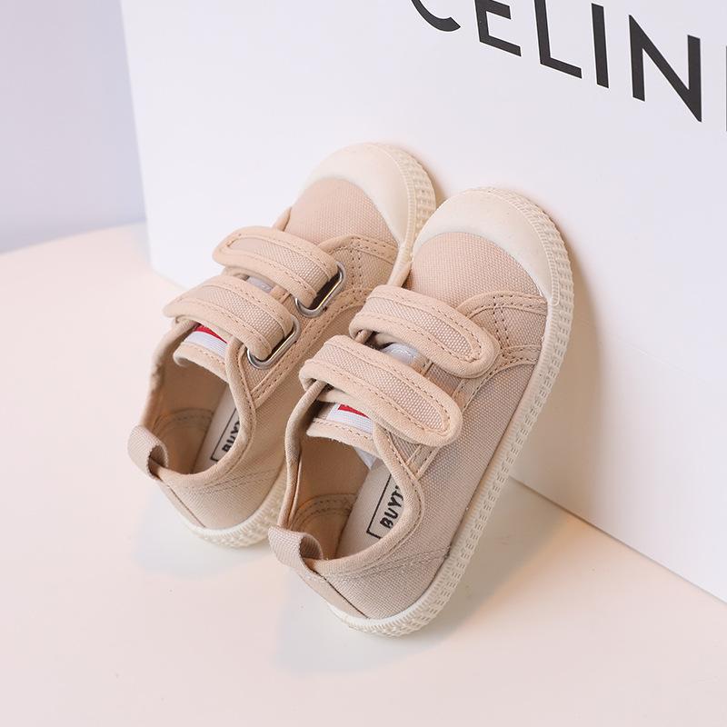 Child Canvas Shoefour Season New Korean Version Child Soft Single Shoe Casual Girl Slip Travel Shoe Boys School Walking Shoe