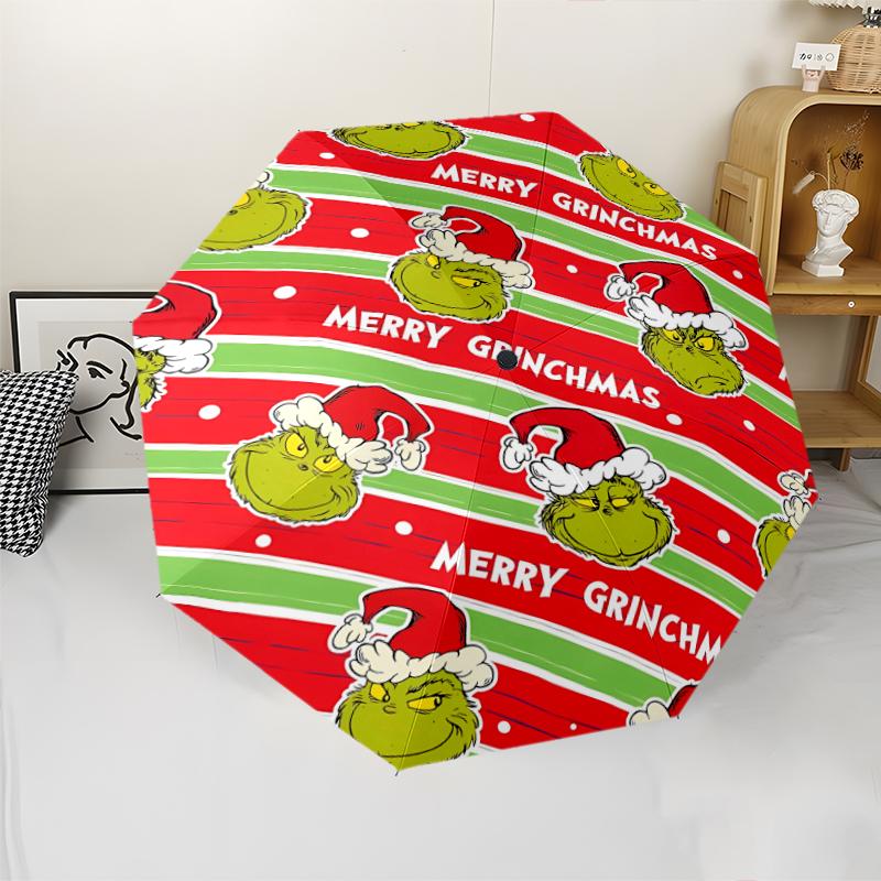 Weihnachten Jack & Der Grinch Druck Automatischer Regenschirm, 8 Rippen Eisenrahmen, Kunststoffgriff, Geeignet für Reisen im Freien & Täglich, Ideales Geschenk