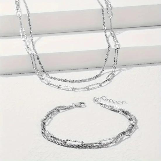 Women Necklace Bracelet Hoillow Out Shimmering Surface Adjustable Length Lady Wrist And Neck Jewelry for Daily Wear Weddings Parties