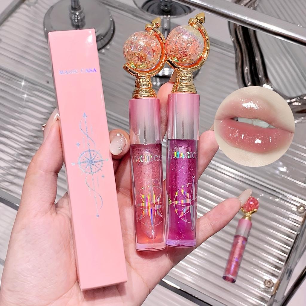 Hydrating Lip Gloss Long-Lasting and Non-Staining Glass Lipstick with Earth Design, Glossy Finish Beauty Essentials Glossy Finish Lipstick