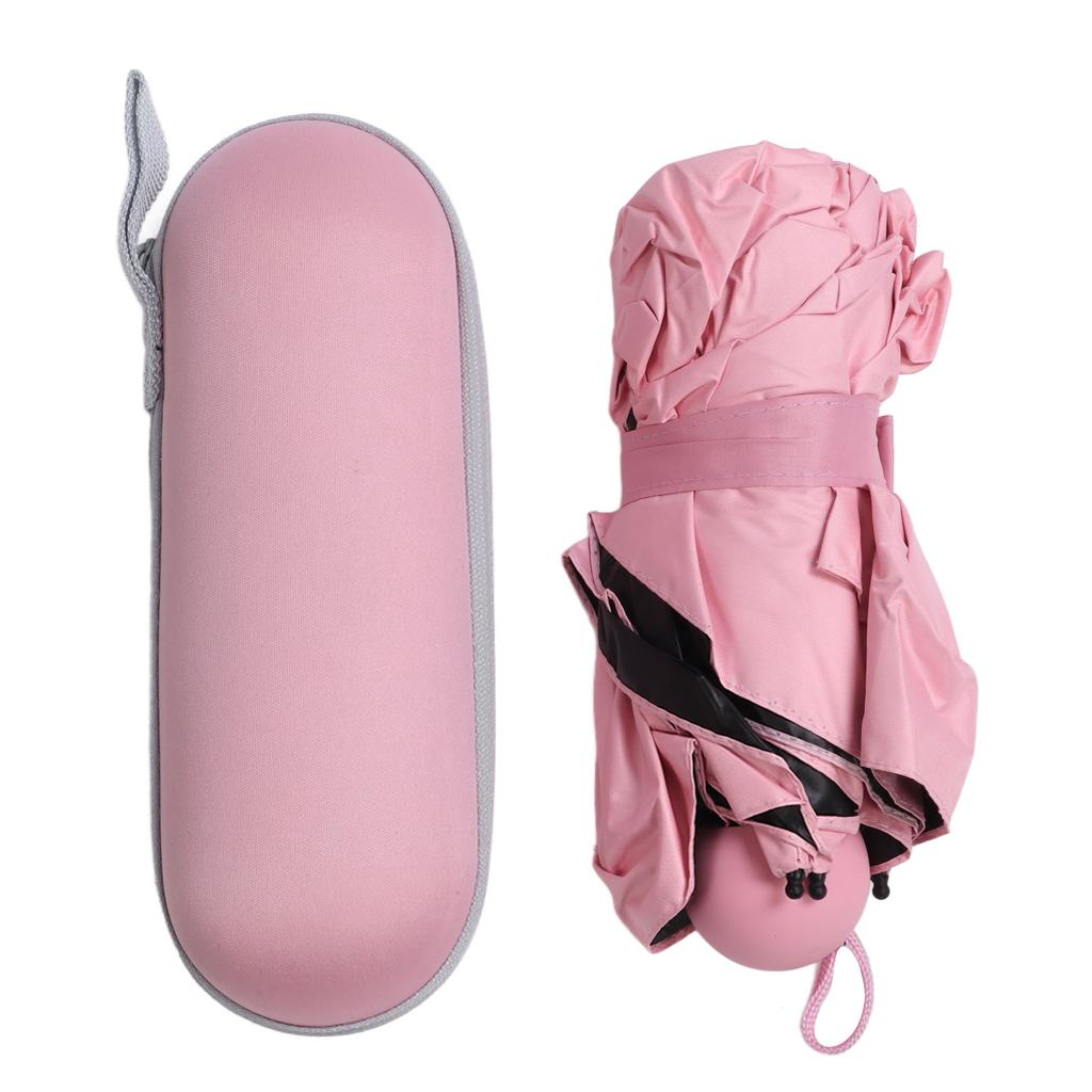 Capsule Umbrella 8 Ribs 5 Folding Portable Sunscreen Rain Dual Use Umbrella Light Pink Gift