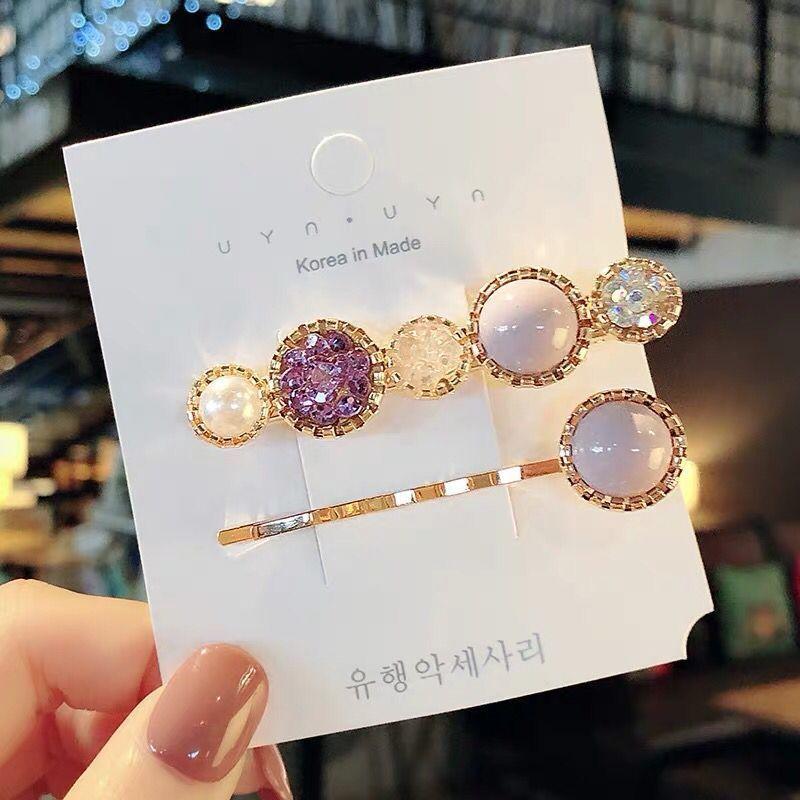 Korean Chic Round Pearl Flower Hair Pins Vintage Barrettes Hair Clips Set Crystal Metal Hair Accessories Hairgrip for Women