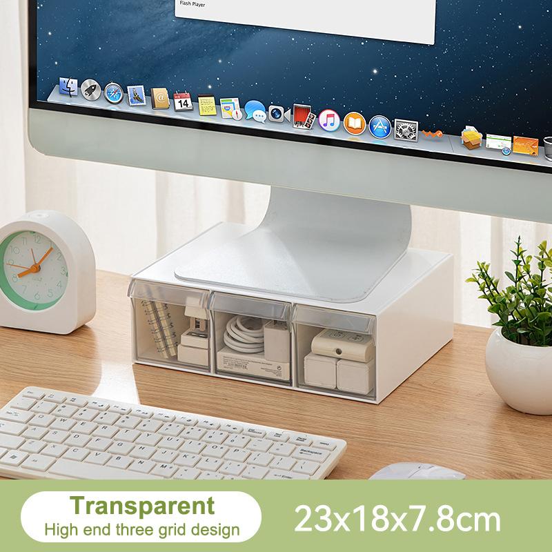 Transparent Computer Monitor Stand Riser Bracket With Storage Drawer PC Screen Holder Laptop Desktop Organizer For Charger Mouse