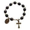 Mode Eleganz Schwarze Glasperlen Katholisches Armband Kruzifix Religiöser Schmuck
