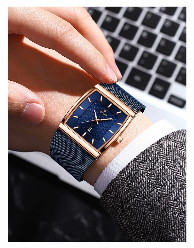 Swiss Men's Ultra-Thin Waterproof Quartz Watch with Calendar and Luminous Features