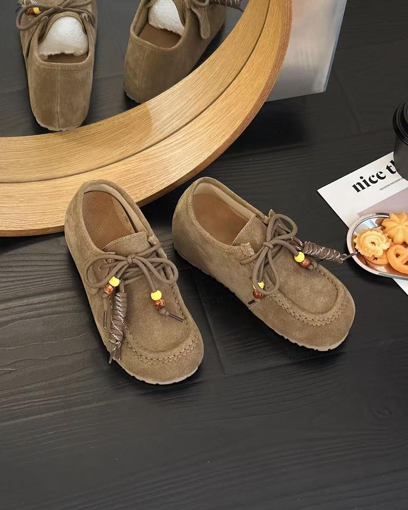 Retro Fashion Versatile Baotou Women's Autumn New Thick-soled Heightening Baotou Doudou Shoes