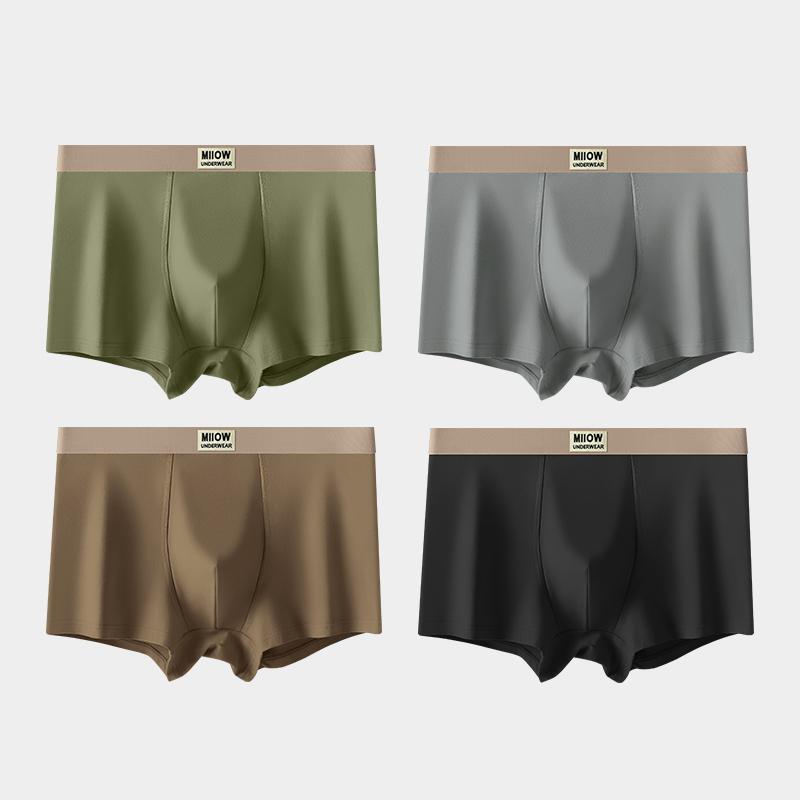 

MiiOW 4 шт. Мужское нижнее белье Графеновое антибактериальное нижнее белье Мягкое и удобное хлопковое нижнее белье Ледяной шелк С плоскими углами L-5XL XXXXXL