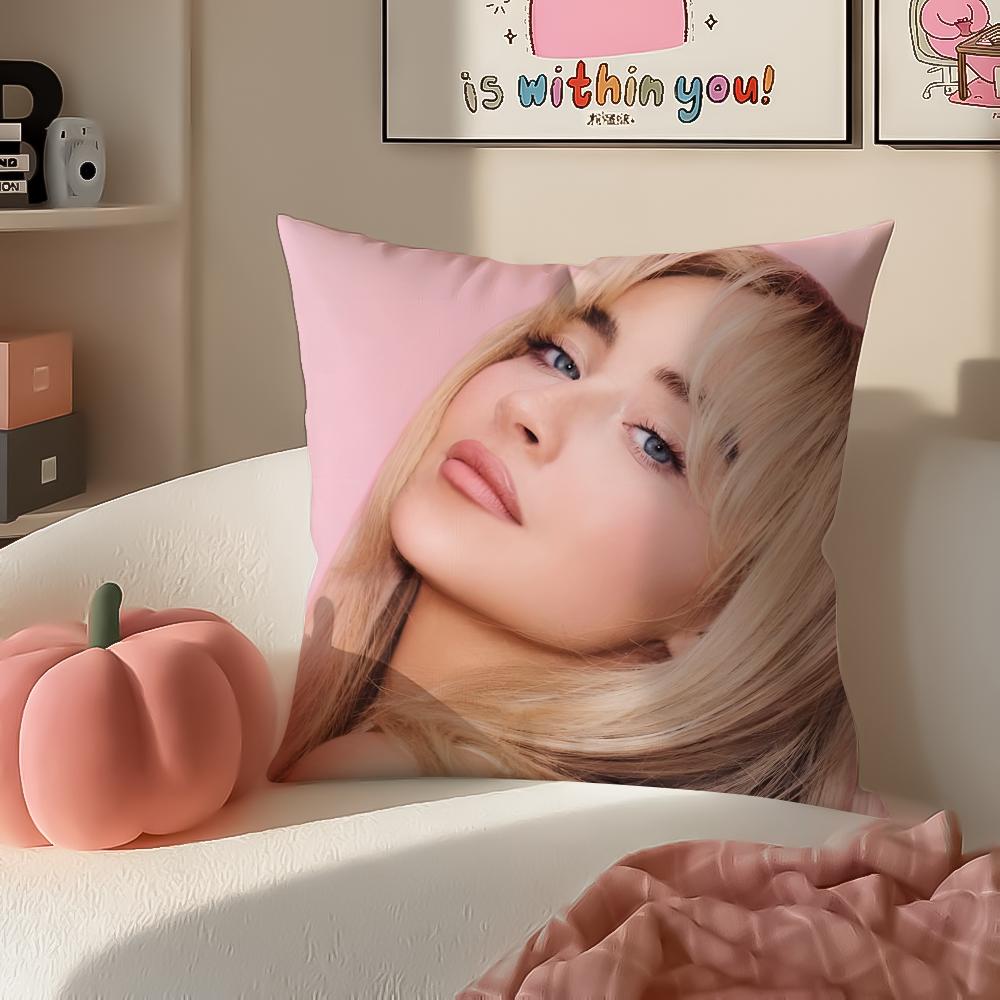 Modern Pop Beautiful Singer SSabrina Carpenter Cushion Cover Pillowcase Short Plush Invisible Zipper Room Sofa Cushion Cover