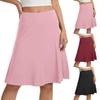 Damen Hoher Taillen A-Linien-Rock Lässig Elastischer Bund Ausgestellter Midi-Rock Weicher Dehnbarer Stoff Schlichtes Design