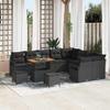 Garden Sofa Set with Cushions 12 pcs Black Poly Rattan