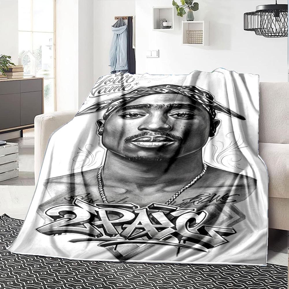 2pac Personalized Text Blanket Multi-purpose Customizable Blanket Soft Warm Cozy Throw For Livingroom Living Room Bed Picnics for All Occasions