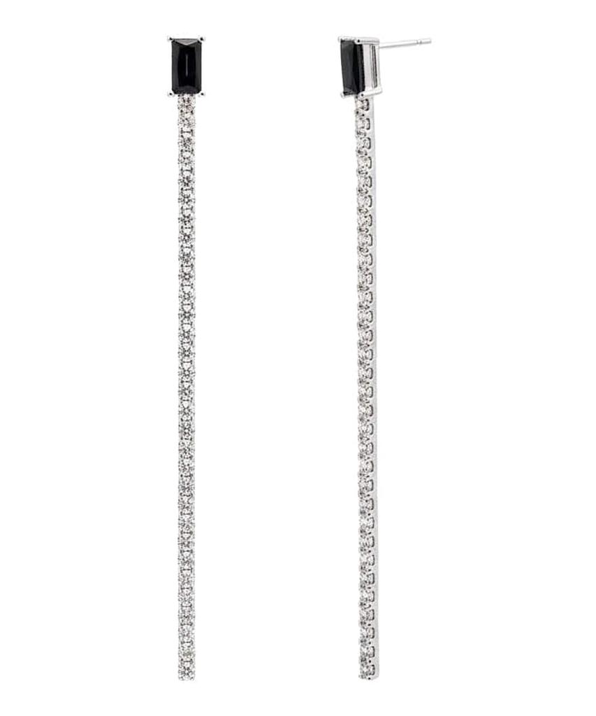 Alleun Silver 925 Cubic Tennis Chain Silver Earrings Long Drop