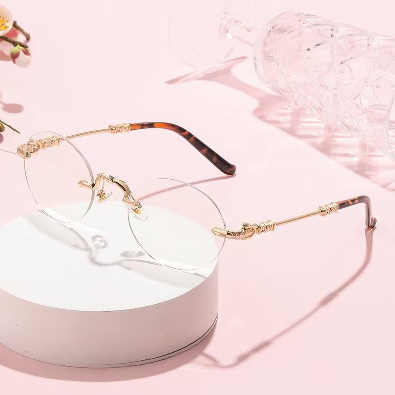 Korean Style Photochromic Frameless Prescription Glasses – High-end, Small Frame, Blue Light Blocking, Pure Desire for Hot Girl Look.