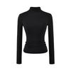 Women's Plus Velvet Thickened Long-Sleeve Cashmere T-Shirt with Half-High Collar and Slimming Waist