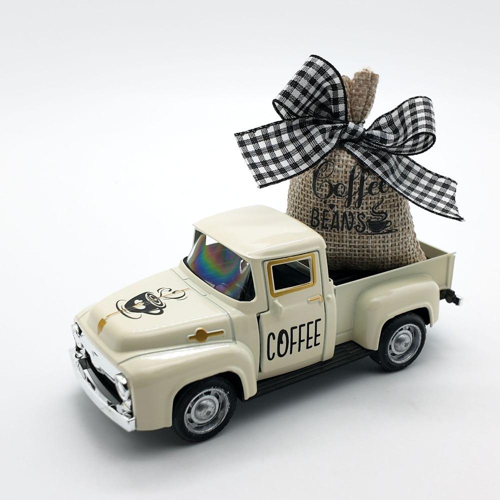 

Мешковина Мешок Кофейный Грузовик Пикап Ретро Классический Мини Кофейный Грузовик Металлическая Модель Грузовика Кофейная Станция бежевый