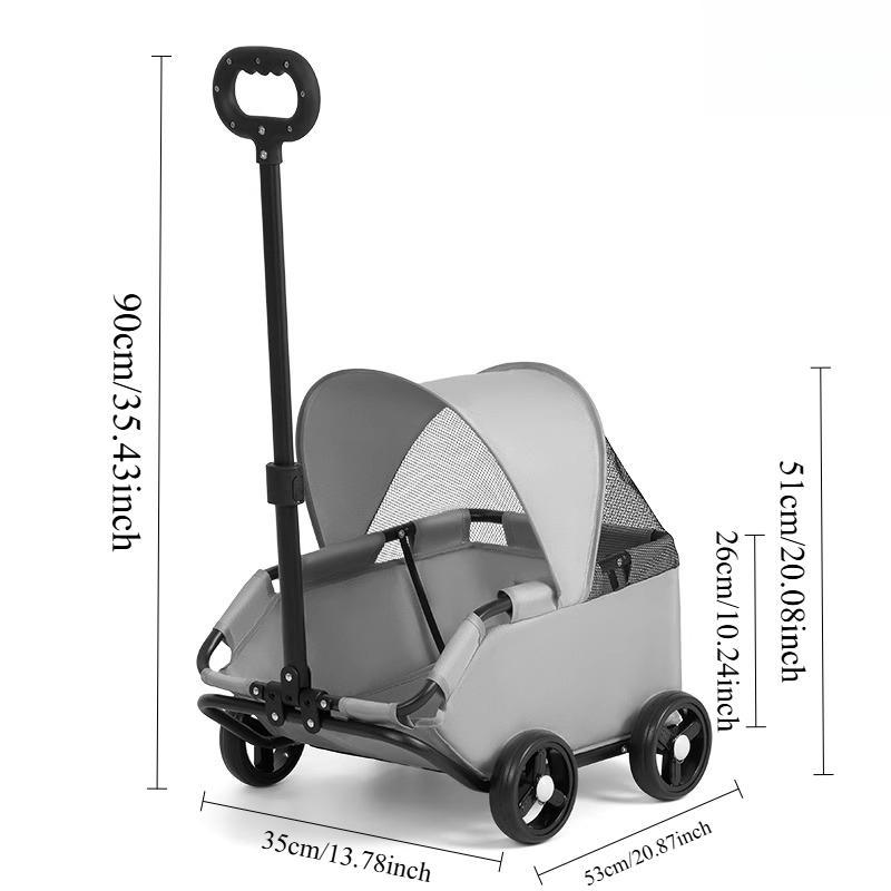 Outdoor Dog Cat Walking Cart Wheels Lightweight Foldable Camping Teddy Stroller Small Cute Sunshade Dog Stroller Pet Supplies