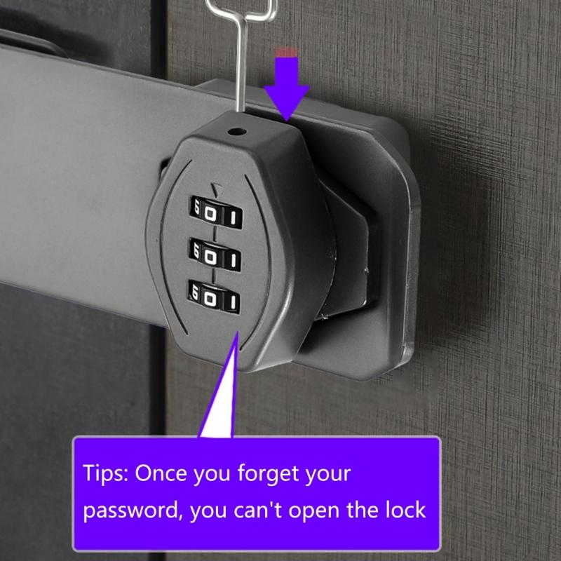 AntiTheft Password Drawer Lock 3Digit Combination Lock Cabinet Hasp Lock with Code Lockers Keyless Lock Durable