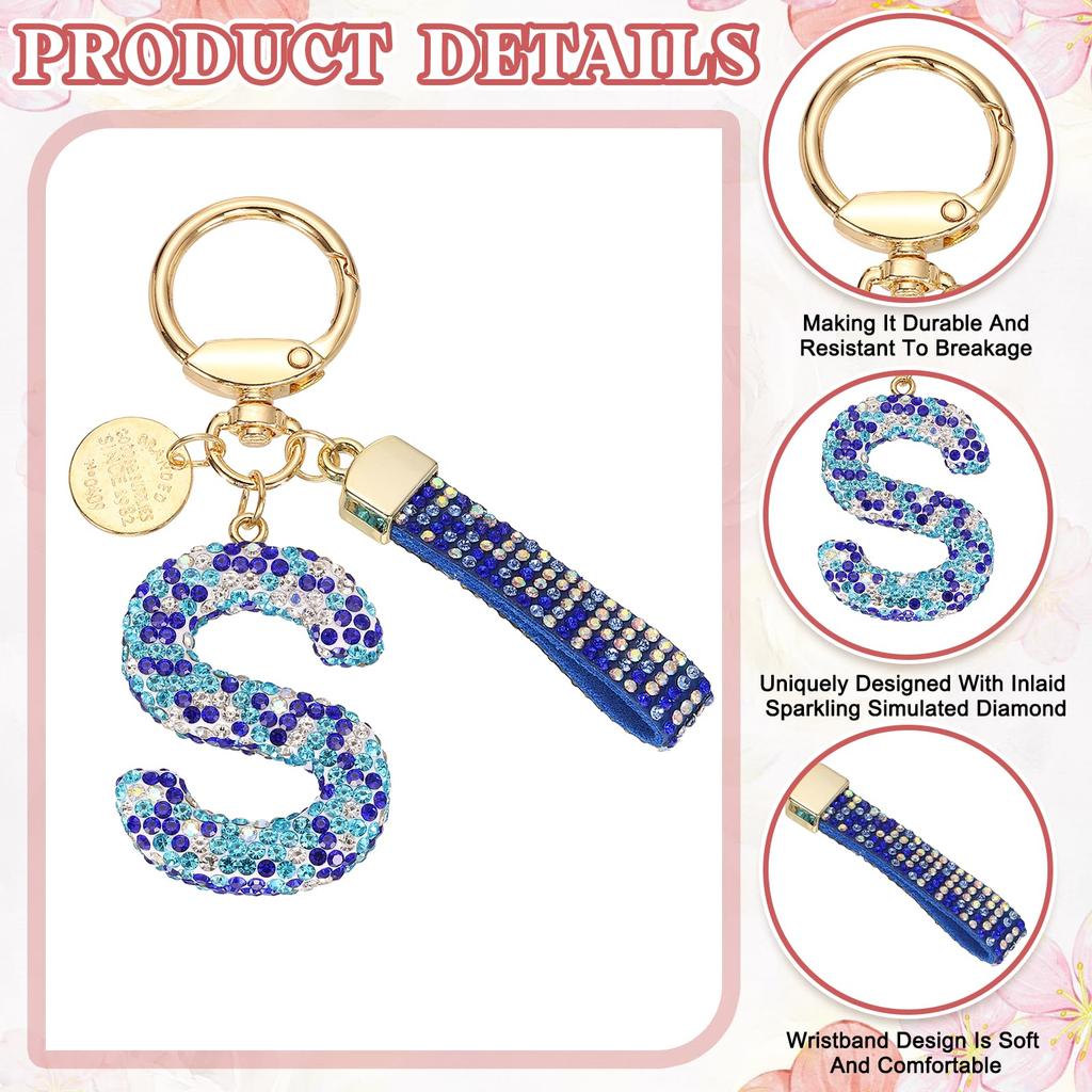 [PATIKIL] Initial Letter Keychain, Gift Bling Letter Keychain, Alphabet Key Ring, Handbag Accessory for Women, Shiny Cute Backpack Bag Car Key