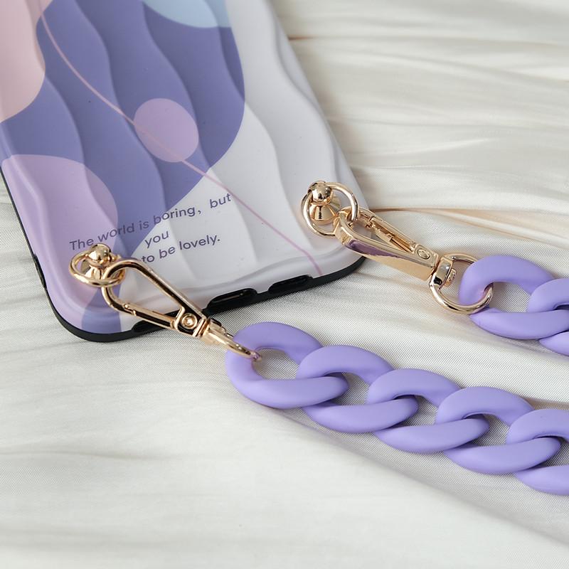 New Phone Accessory Detachable Lanyard Black Matte Crossbody Strap Long Phone Case Chains Acrylic Pendant Neck Solid Phone Chain