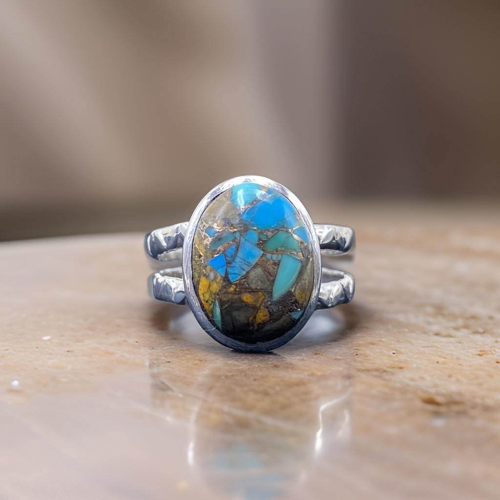 

Кольцо с устричной бирюзой, кольцо из стерлингового серебра 925 пробы, кольцо ручной работы, кольцо овальной формы, кольцо с драгоценными камнями, кольца с разноцветными камнями, кольца для подарков.