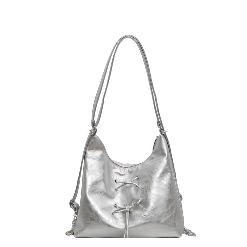 Simple Backpack Women's New Fashion Bow Tote Bag Texture Shoulder Bag