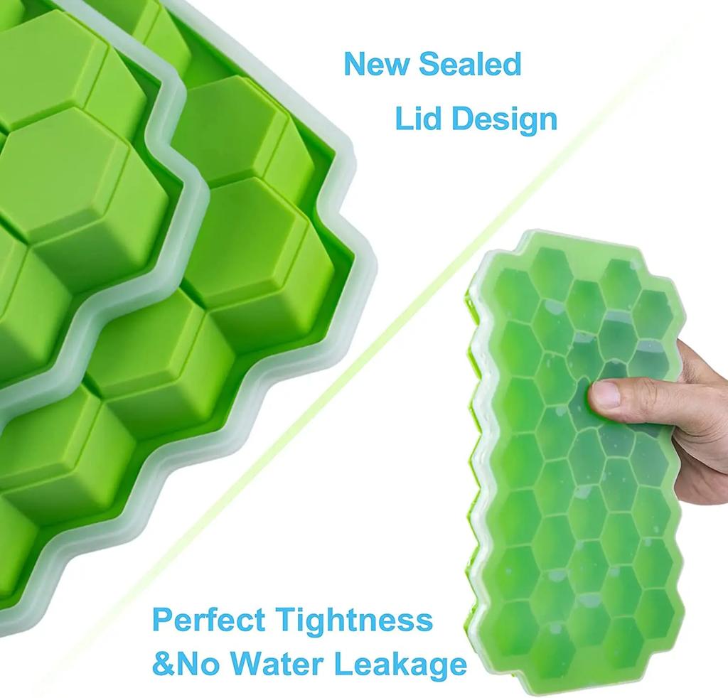 4Pcs Silicone 37 Grid Ice Cube MoldLarge-capacity Ice Tray Mold Reusable Food Grade Ice Maker with Lids Popsicle Mould