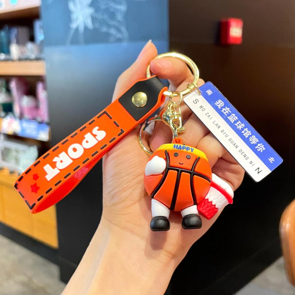 Original Badminton Figurine Keychain Fashionable Fun Cartoon Tennis Pendant Small Gift Football-related Souvenir