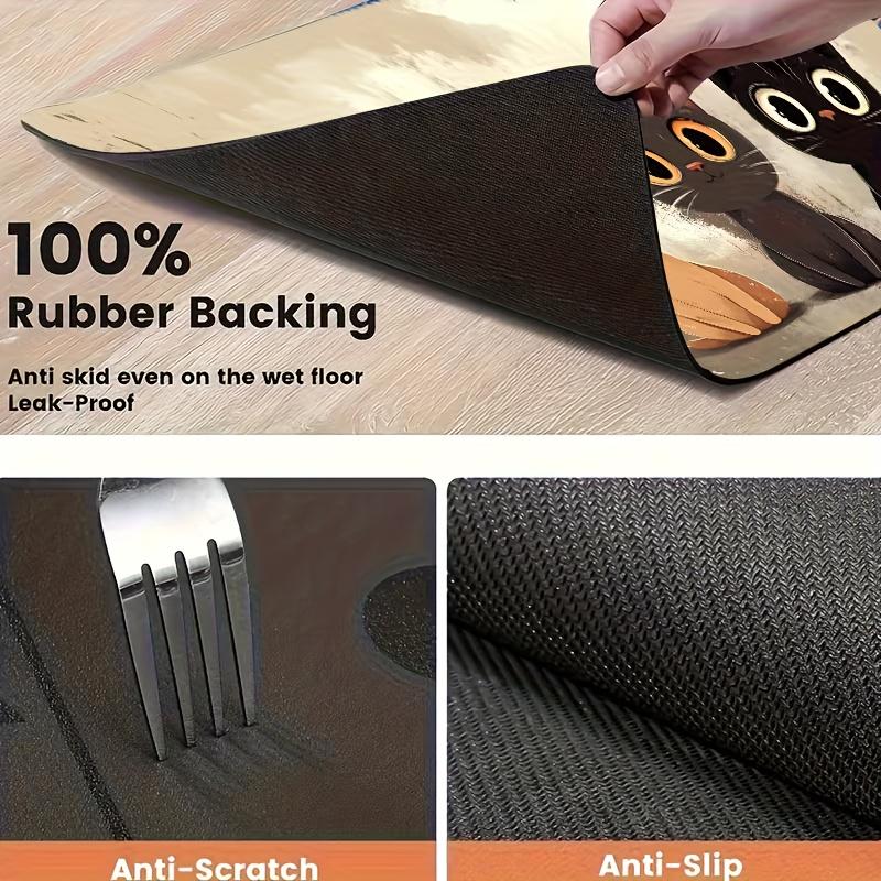 1 Alfombrilla para Mascotas con Bonito Dibujo de Gato, Fácil de Limpiar y Duradera, Alfombrilla Absorbente de Secado Rápido para Alimentación con Base Antideslizante, Alfombrilla de Comida para Gatos de Alta Calidad, Alfombrilla para Comedor de Mascotas