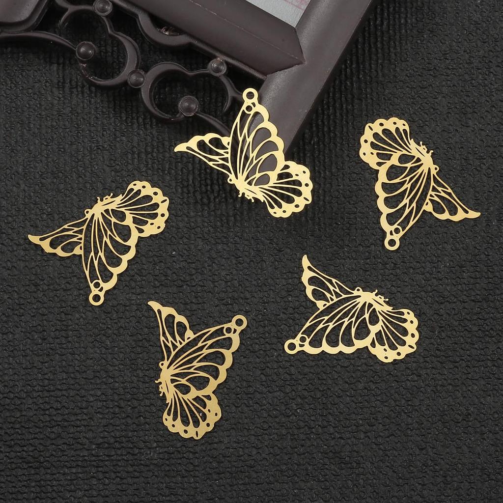 10pcs Copper Butterfly Wing Leaf Charm DIY Accessories Findings Supplies For Jewelry Making