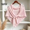 Travel Photography Shawl Women Knitted Triangle Shawl, Soft Wool Blend Pashmina Wrap, Lightweight Hollow Texture Scarf for Spring Autumn Layering And