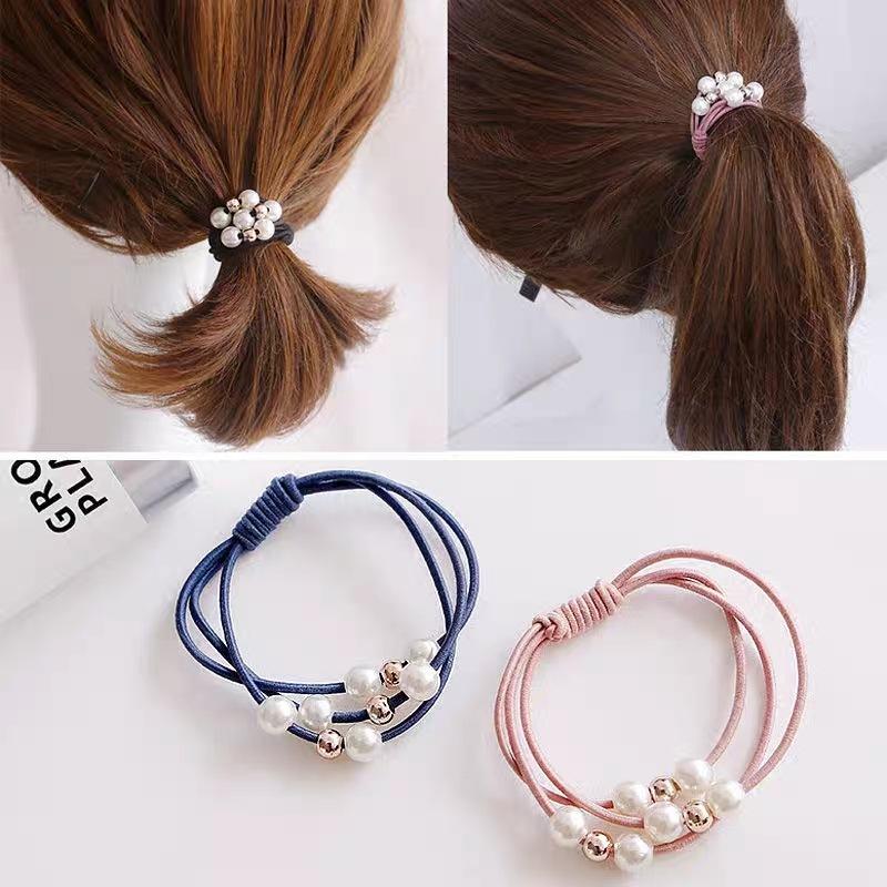 5pcs Korean Fashion Pearl Elastic Hair Bands Women Girls Hair Ties Rope Headwear Children Kids Hair Accessories